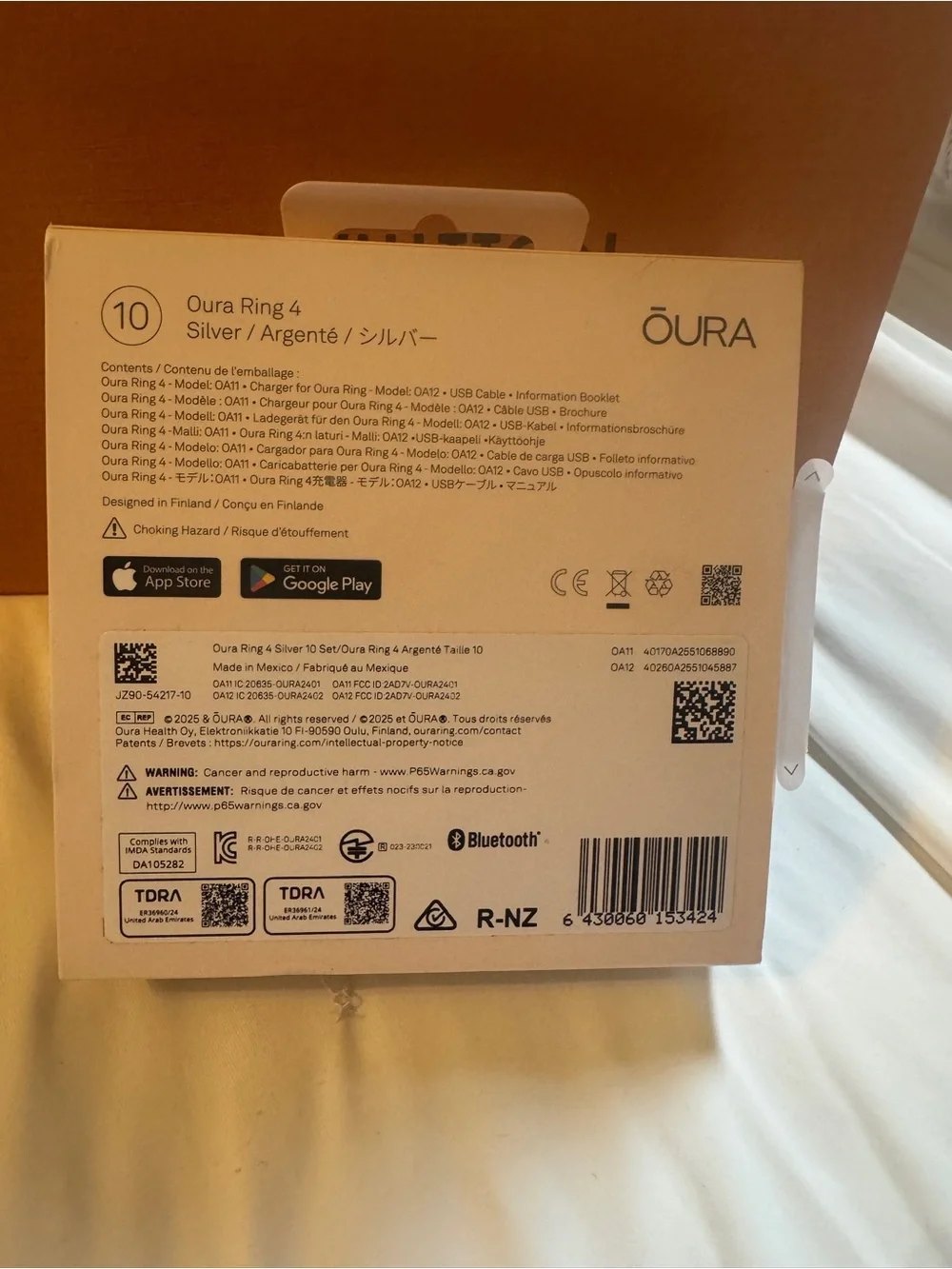 Oura Ring 4 - Silver Smart Ring (Size 10)